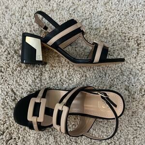 Laura Biagiotti Tan Black Block Heels Size 37